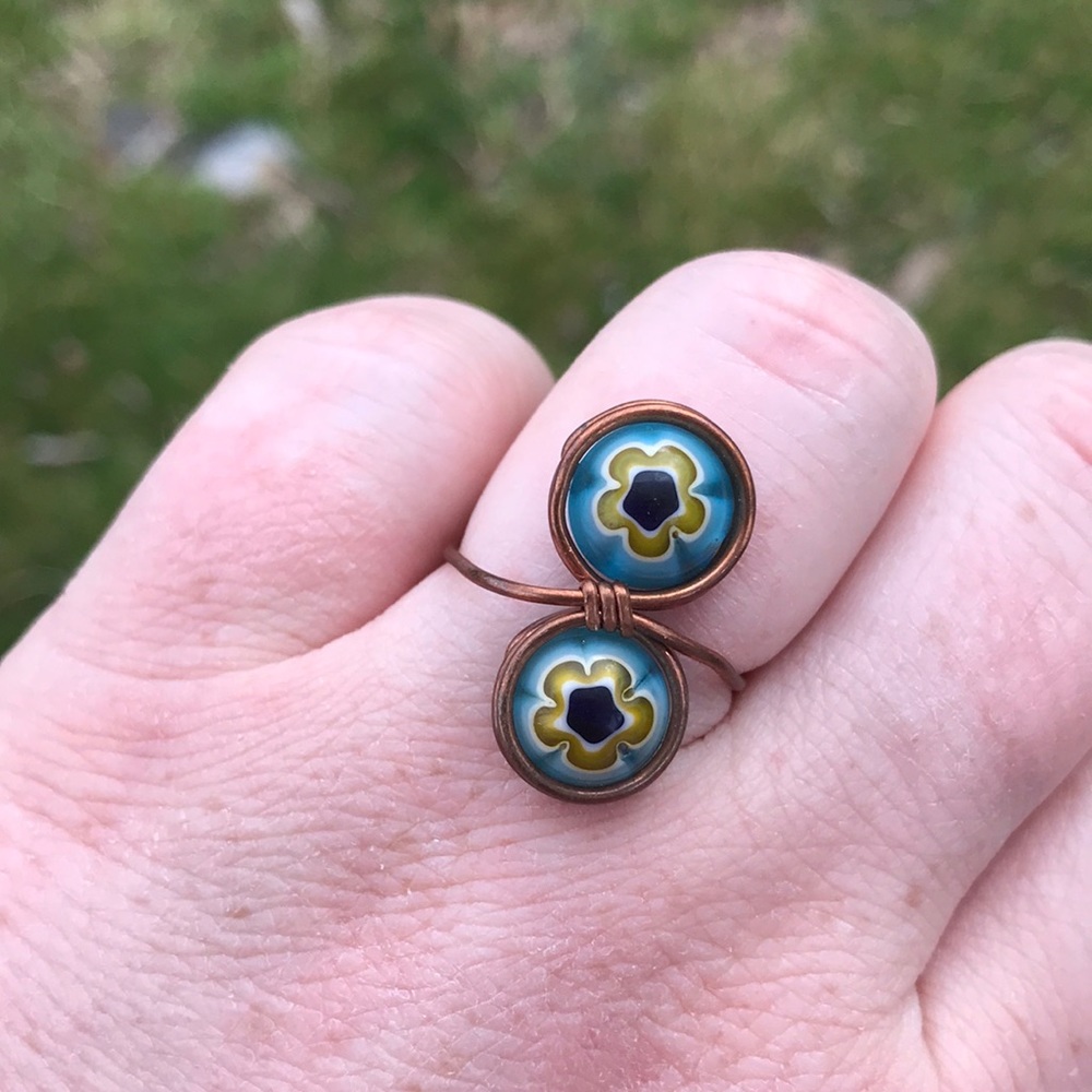 Millefiori glass ring